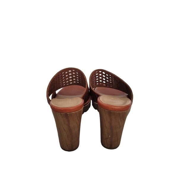 Marella Made in Italy perforated  band leather Sandal Bunt Orange US 9.5 - Picture 4 of 8